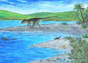 湯浅の恐竜（原画：谷本正浩）